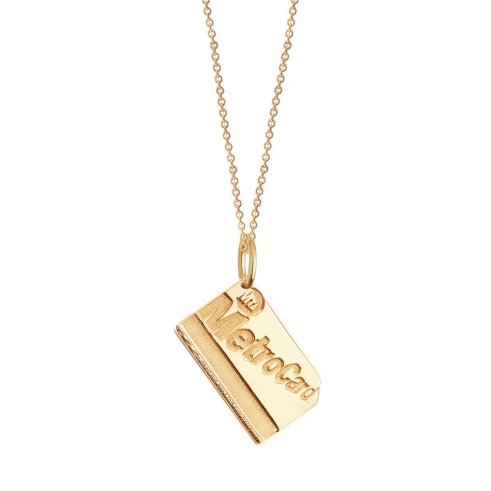 Gold Vermeil NYC MetroCard charm necklace